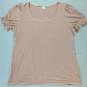 WIHOLL Shirt Womens XL Burnt Orange Square Neck Top Short Sleeve
